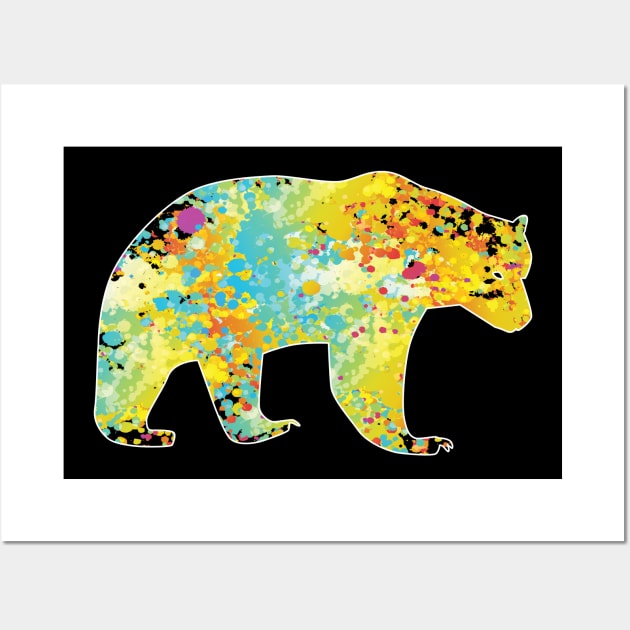 Cool Grizzly Bear Colourful T-shirt Wall Art by thefriendlyone